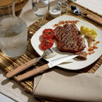 Steak Pizza - Set of 6 Knives and 6 Forks - Wood