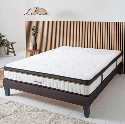 Ensemble Emeraude - Matelas + Sommier - Gris Anthracite