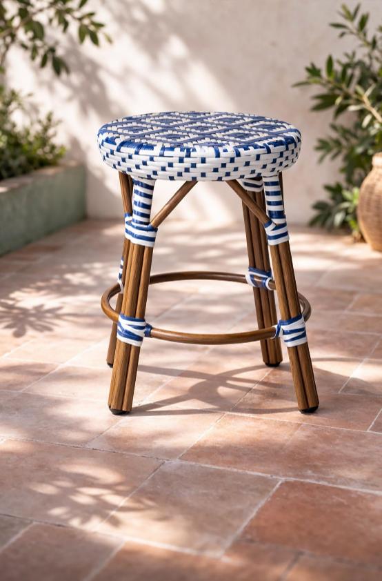Scala - Outdoor Low Stool Woven Textilene - Blue