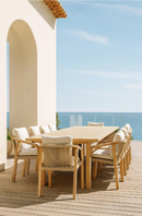 Saona - Ensemble Table Extensible Et 10 Fauteuils - Bois D'Acacia