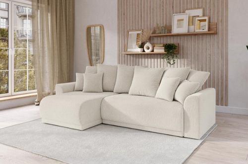 Nova - Sofá esquinero convertible de 4 plazas - Pana beige