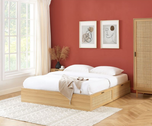 Amana - Estructura de cama con cajones - Canetería de ratán