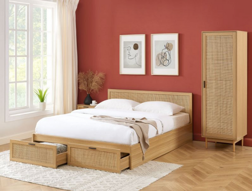 Amana - Cama Con Cajones - Canetería De Ratán