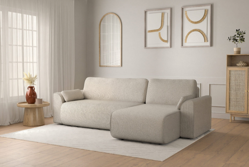 Capucins - Sofá esquinero convertible de 4 plazas - Pana beige