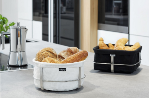 Brunch - Bread Basket, Square, Black - Black/Silver
