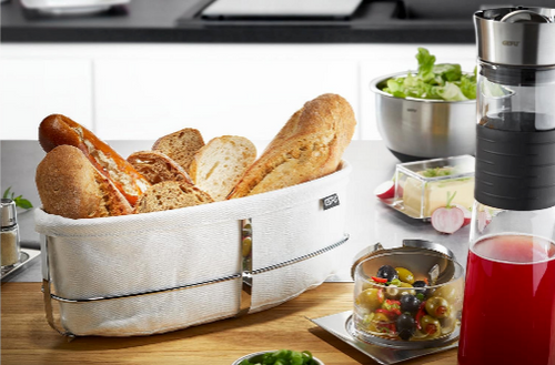 Brunch - Bread Basket, Oval, White - Silver/White