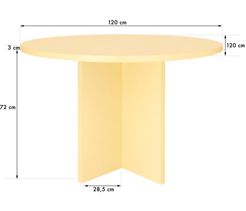 Table À Manger Matilda Ronde 120 Cm Laminé "Butter"