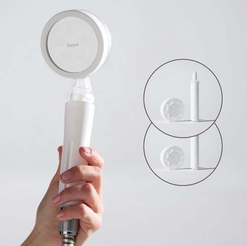 Pommeau de Douche Filtrant Blanc + 2 Filtres (4 Mois de Filtration)