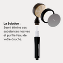 Pommeau de Douche Filtrant Blanc + 2 Filtres (4 Mois de Filtration)