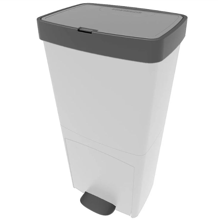 Poubelle À Pédale Tri Sélectif Picea - 70L - Blanc