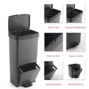 Poubelle À Pédale Tri Sélectif Picea - 70L - Blanc