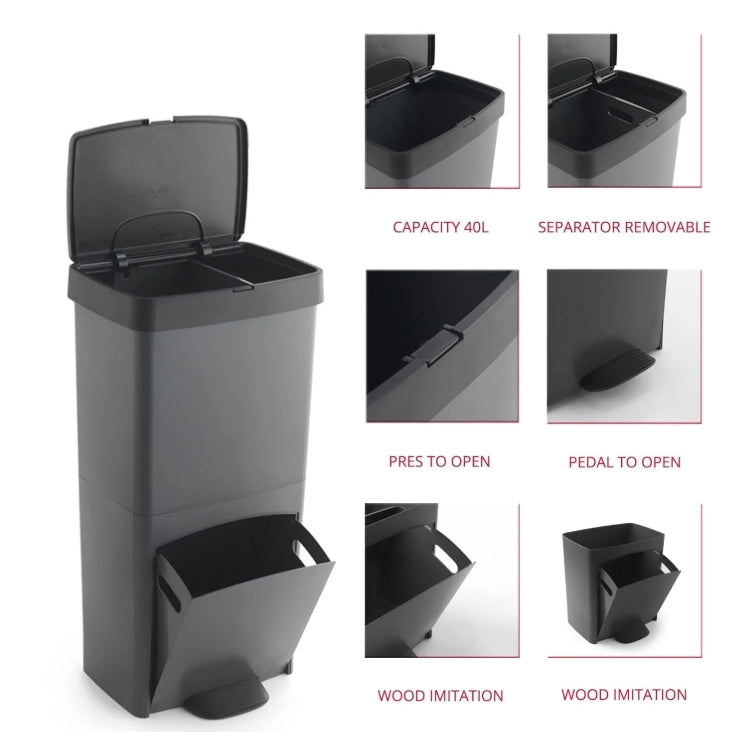 Poubelle À Pédale Tri Sélectif Picea - 70L - Blanc