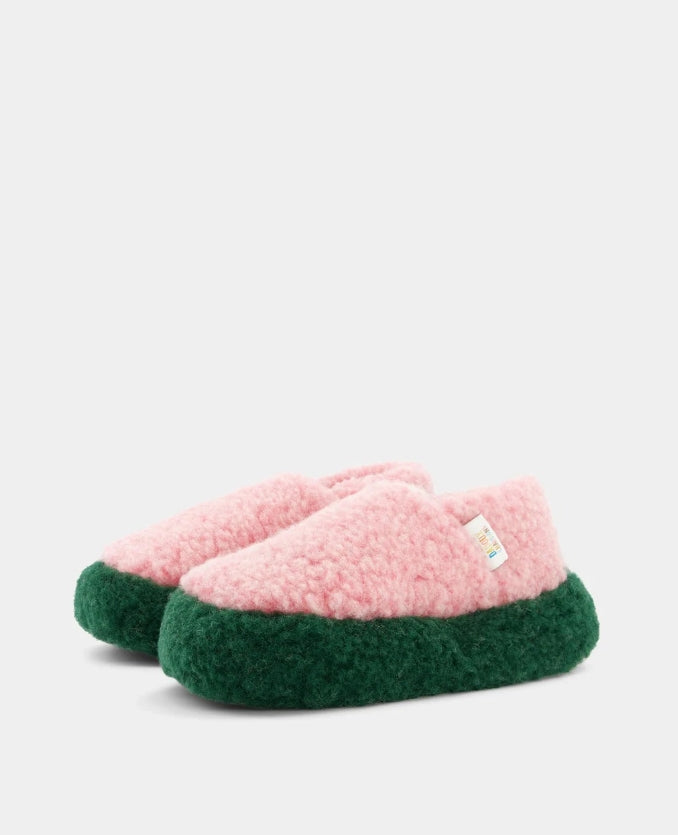 Chaussons Laine Kokon - Rose/Vert