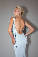 Robe En Maille Réfléchissante Avec Corail Crocheté - Bleu Aqua