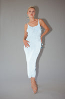 Robe En Maille Réfléchissante Avec Corail Crocheté - Bleu Aqua