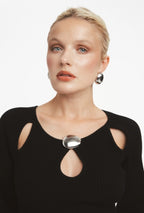 Abito in maglia con cut-out - Nero
