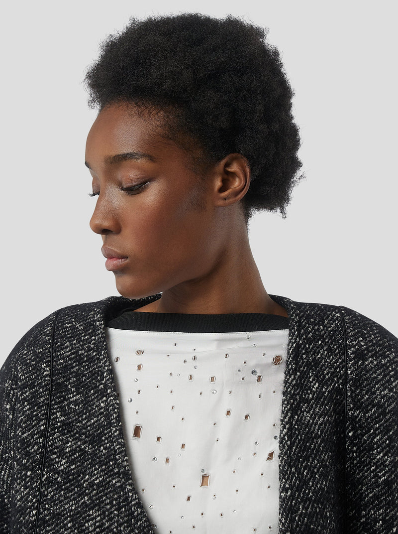 Cardigan Bambi In Dark Wool, Grandfather Style