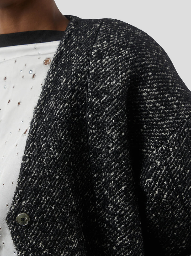Cardigan Bambi In Dark Wool, Grandfather Style
