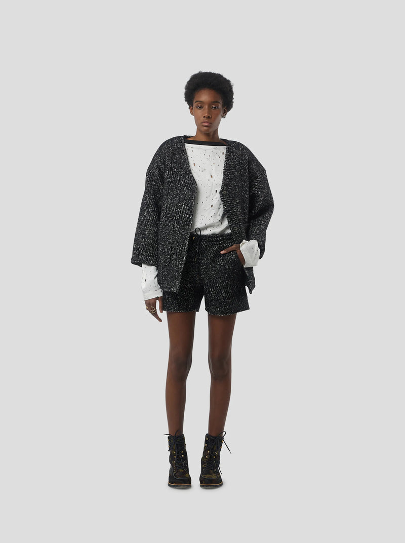 Cardigan Bambi In Dark Wool, Grandfather Style