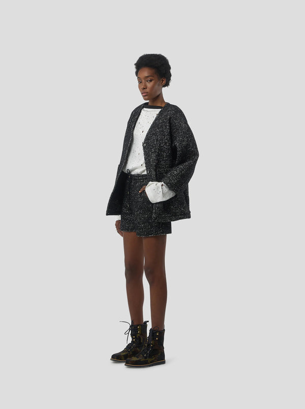 Cardigan Bambi In Dark Wool, Grandfather Style