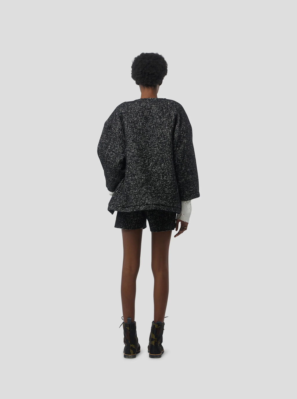 Cardigan Bambi In Dark Wool, Grandfather Style