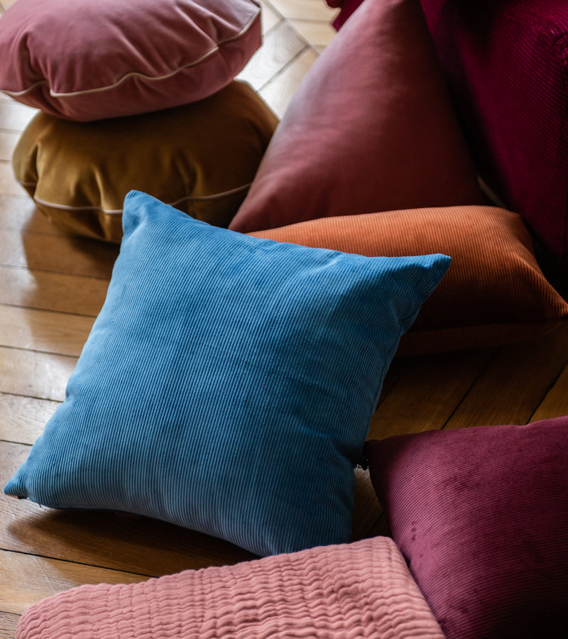 Coussin - Carino - Velours Côtelé - Bleu