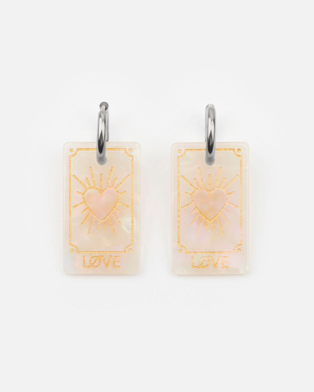 Boucles D'Oreilles Carte De Tarot - Irisé Blanc