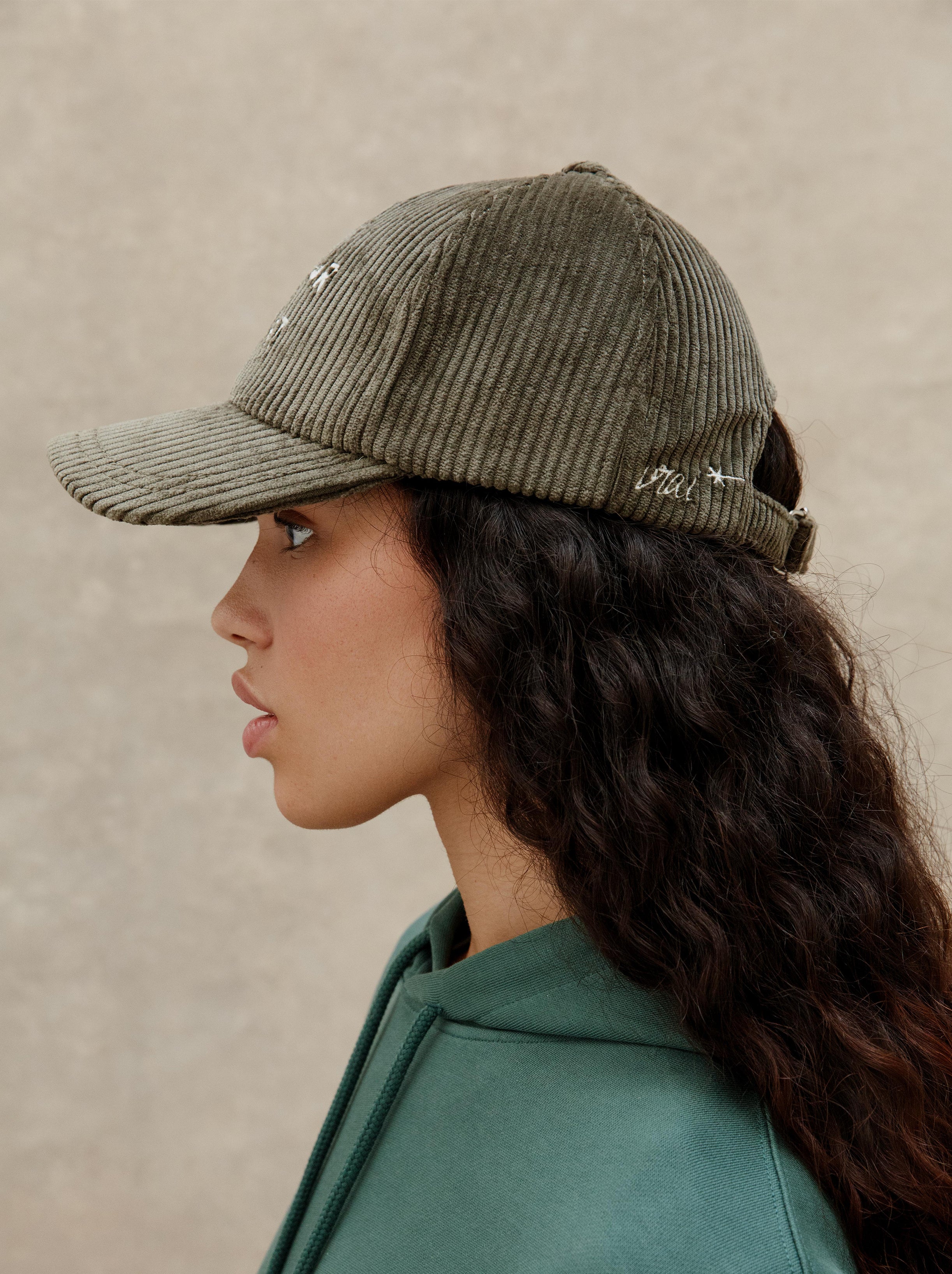 L'Amour De L'Art Khaki Velvet Cap