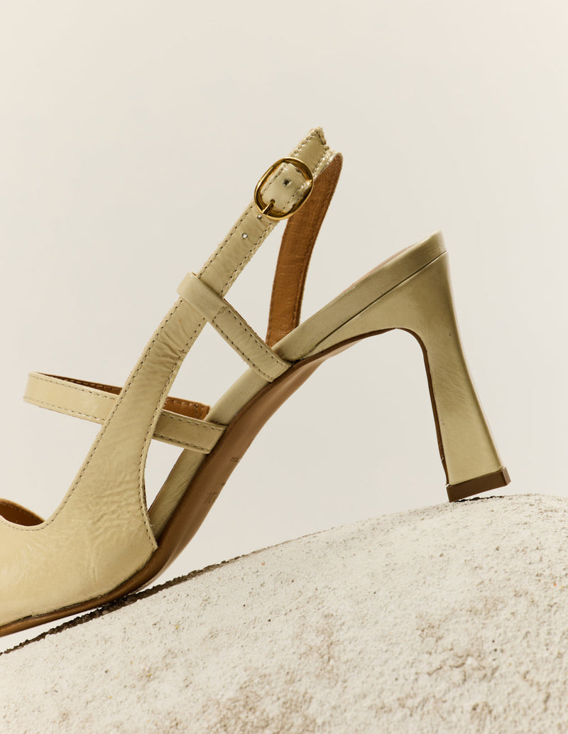 Sandales À Talons Casta - Cuir Plissé Écru