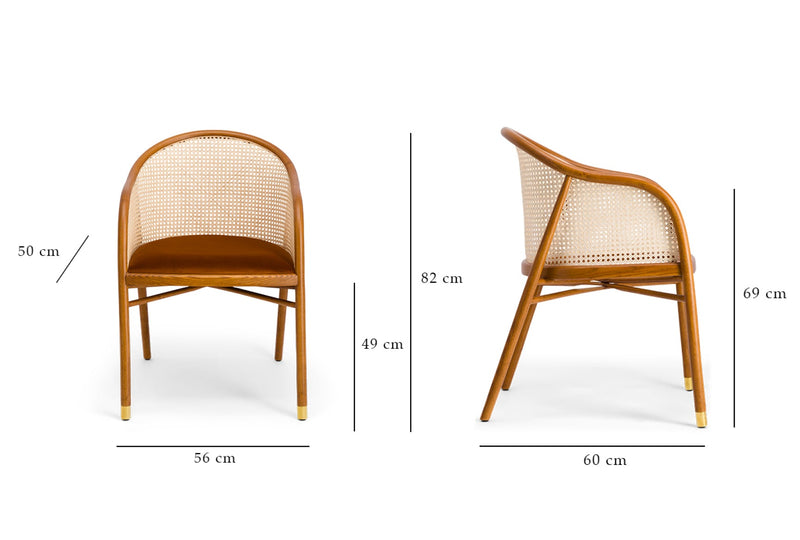 Fauteuil - Cavallo - Cannage - Brun Et Imprimé Bananier