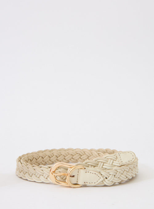Astrid Petite Leather Belt - Ecru