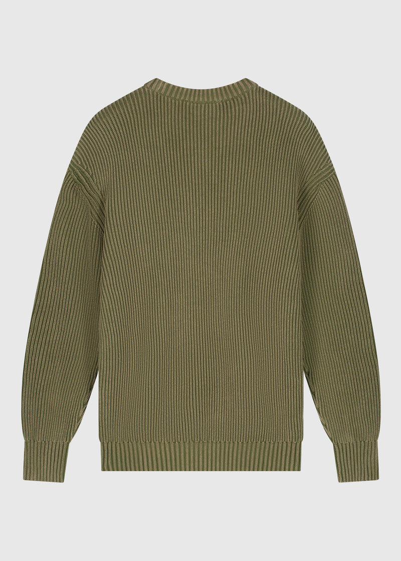 Pull Col Rond Palm Logo - Olive Green