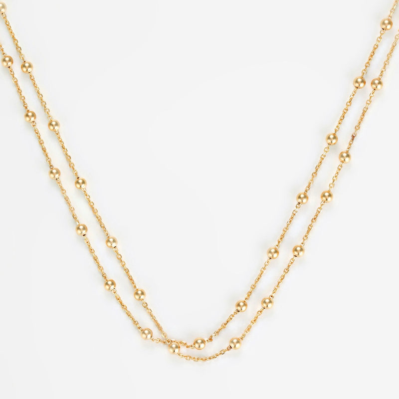 Double Yellow Gold Ball Chain 375/1000 43Cm - Yellow Gold 375/1000