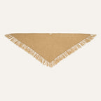 Michonet – Châle Beige, châle triangulaire en laine beige avec des franges, vue de face