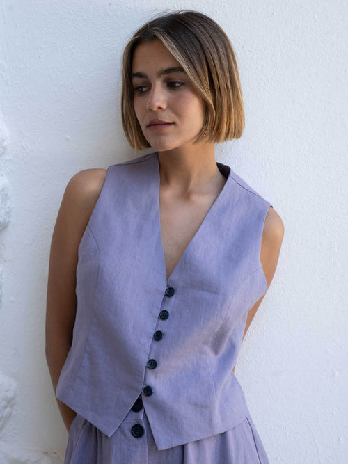 Lilac Linen Vest