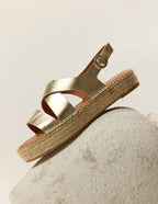 Espadrilles Plates Chantal - Cuir Grainé Champagne