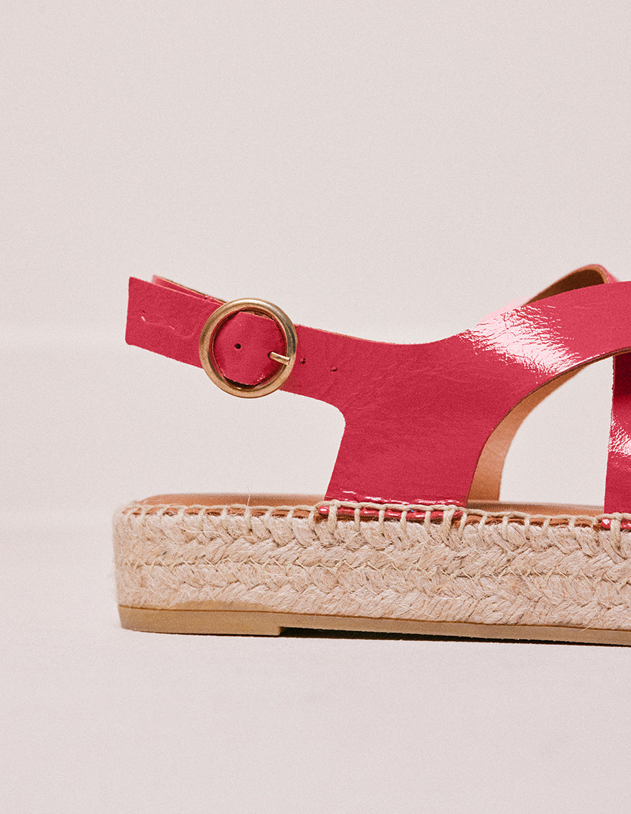 Espadrilles Chantal - Cuir Plissé Fuchsia - Femme