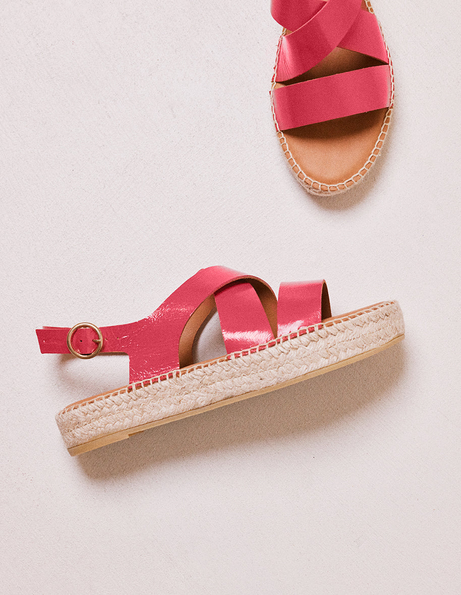 Espadrilles Chantal - Cuir Plissé Fuchsia - Femme