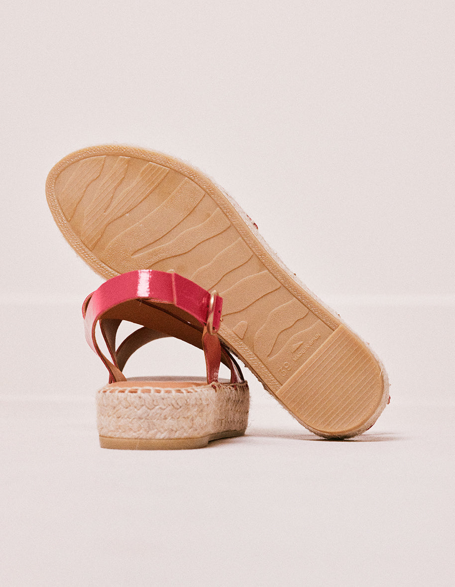 Espadrilles Chantal - Cuir Plissé Fuchsia - Femme