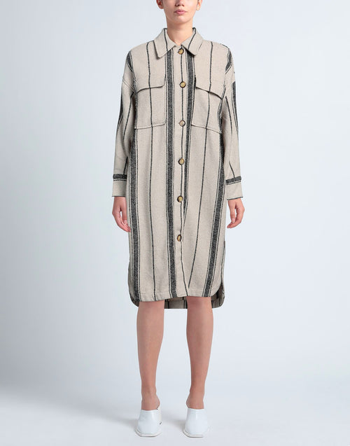 Charlie Joe - Veste Longue Harai Rayures Écru - Femme