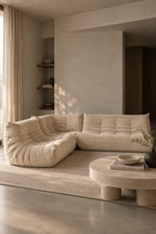 Togo Set - Banken 2- & 3-zits + Hoekfauteuil - Fluweel - Beige
