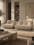 Conjunto Togo - Sofá de 2 plazas + sillón - Terciopelo - Beige