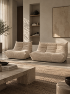 Conjunto Togo - Sofá de 2 plazas + sillón - Terciopelo - Beige