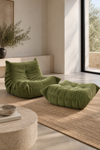 Conjunto Togo - Sillón bajo + Puf - Pana - Verde fresco