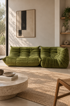 Set Togo - Divano a 2 posti + poltrona angolare - Velluto - Verde oliva
