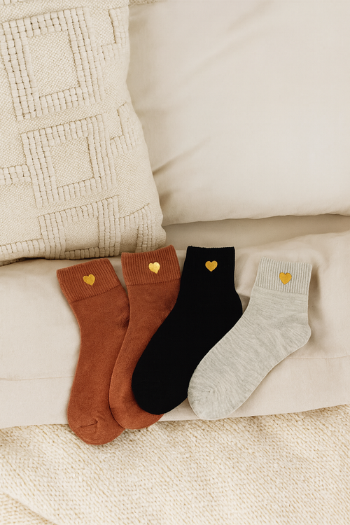 Lot De 4 Chaussettes Hautes Coeur Doré