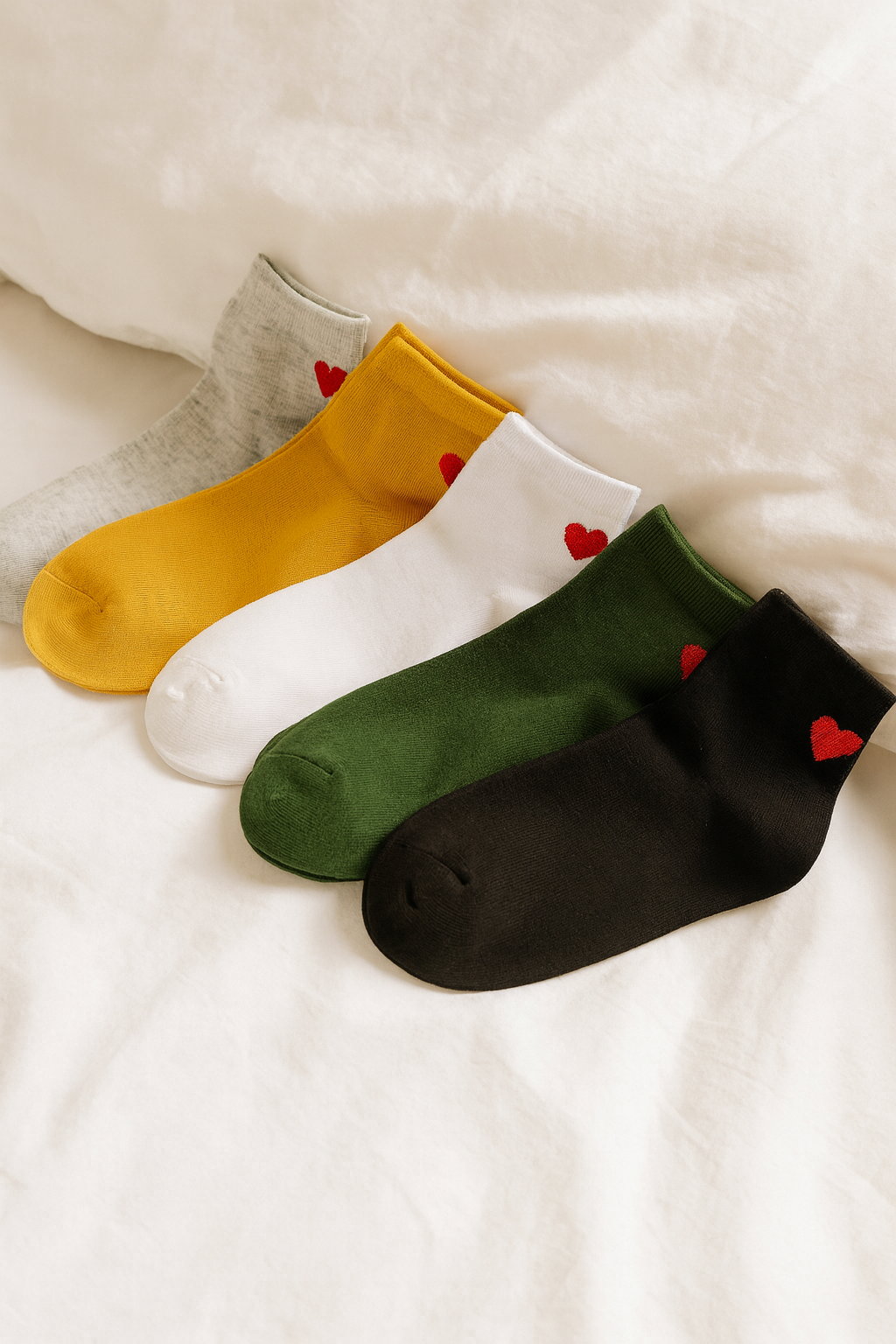 Lot De 5 Chaussettes Mi-Hautes Coeur Talon