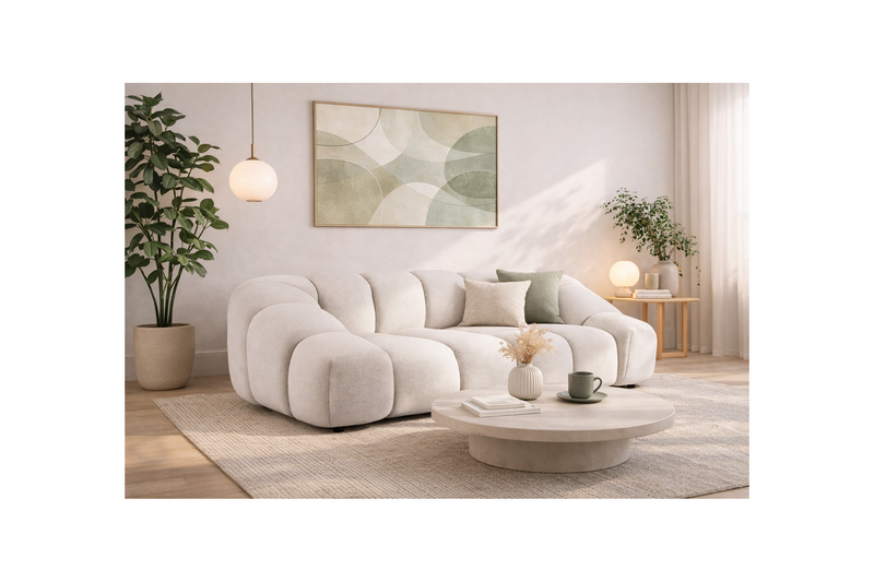 Ava - Canapé - 3 Places - Velours Texturé - Gris Clair