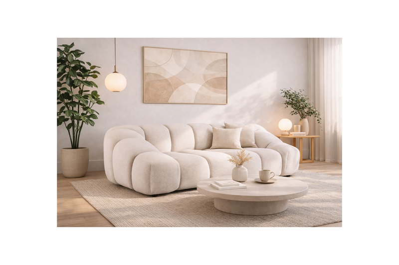 Ava - Canapé - 3 Places - Velours Texturé - Beige