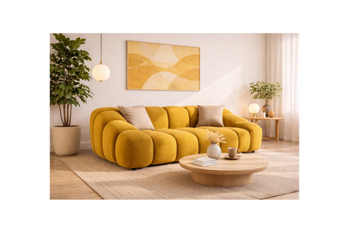 Ava - Canapé - 3 Places - Velours Texturé - Jaune